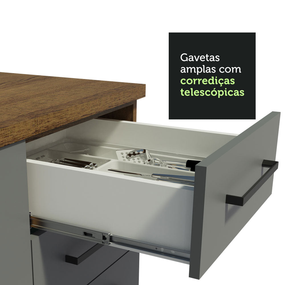 Kit con 2 Muebles de Cocina 3 Cajones y 4 Puertas (Sin Encimera Ni Lavadero) Marrón/Gris Agata 01