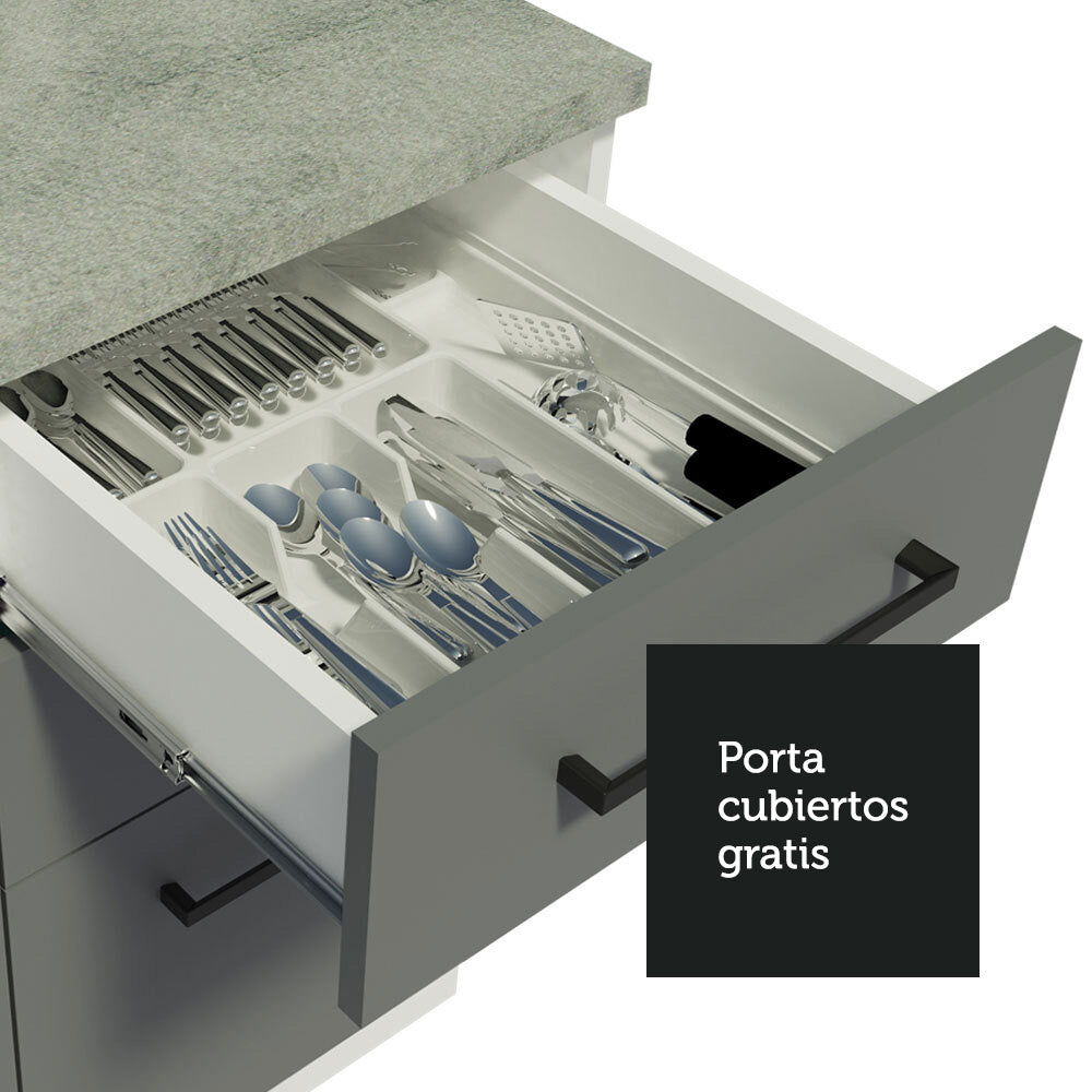 Cocina Integral 280cm Blanco/Gris Agata 04