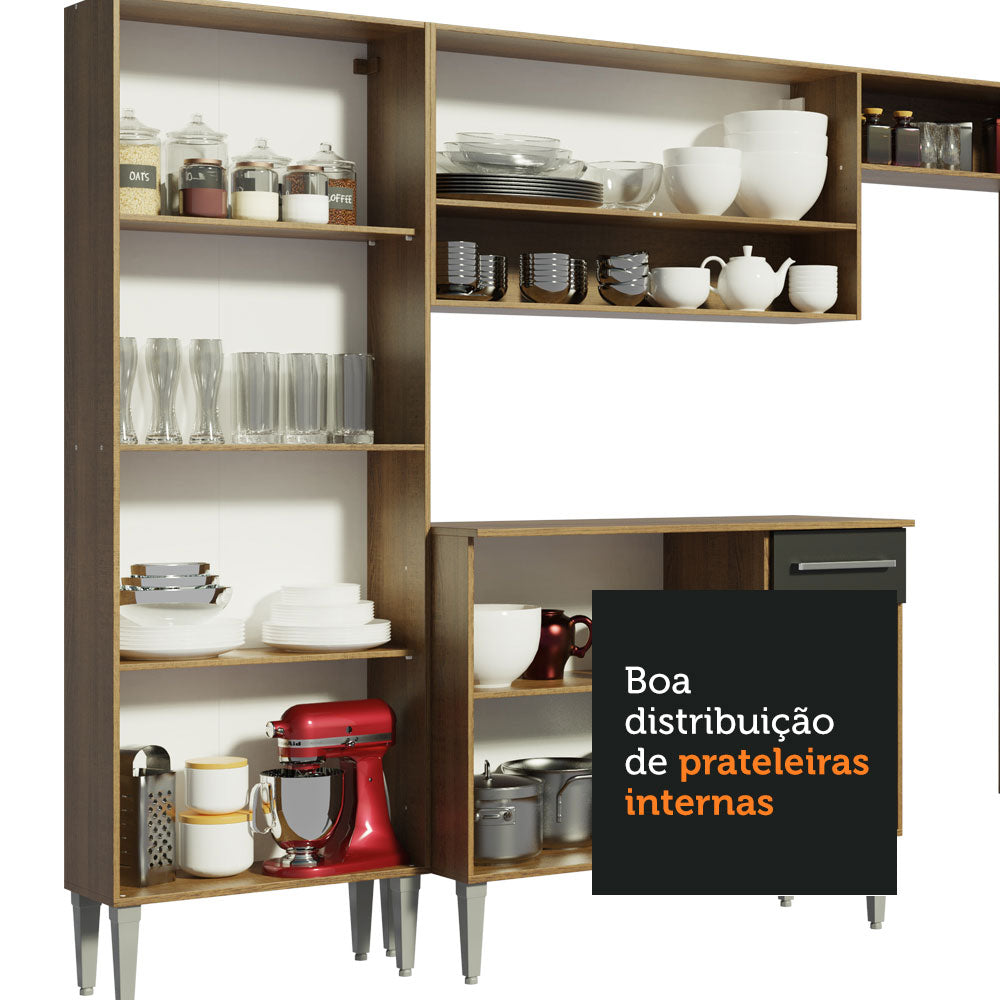 Cocina Integral 233cm Marrón/Negro Emilly King 01