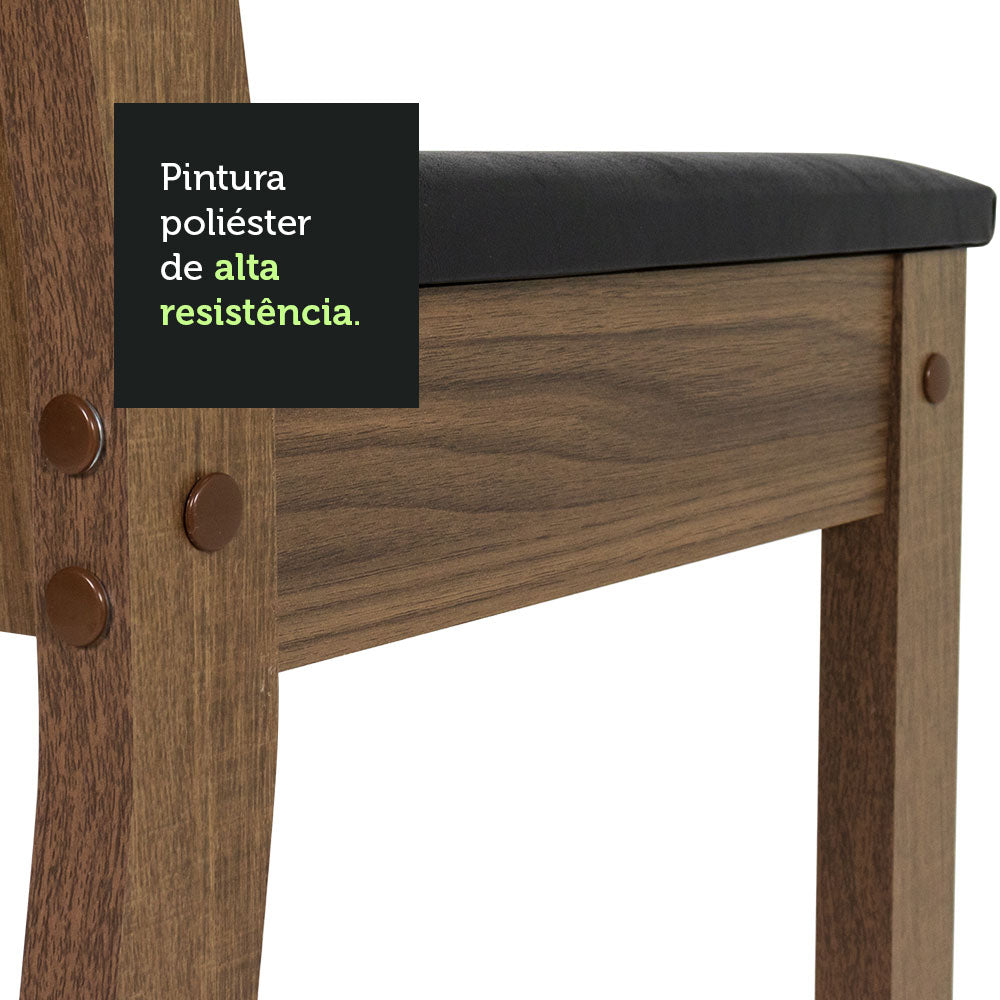 Juego de Comedor Mesa Encimera de Madera 4 Sillas Marrón/Negro Samara