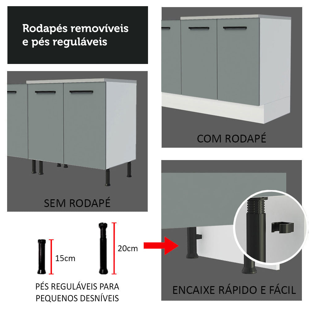 Kit con 2 Muebles de Cocina 3 Cajones y 4 Puertas (Sin Encimera Ni Lavadero) Blanco/Gris Agata 01