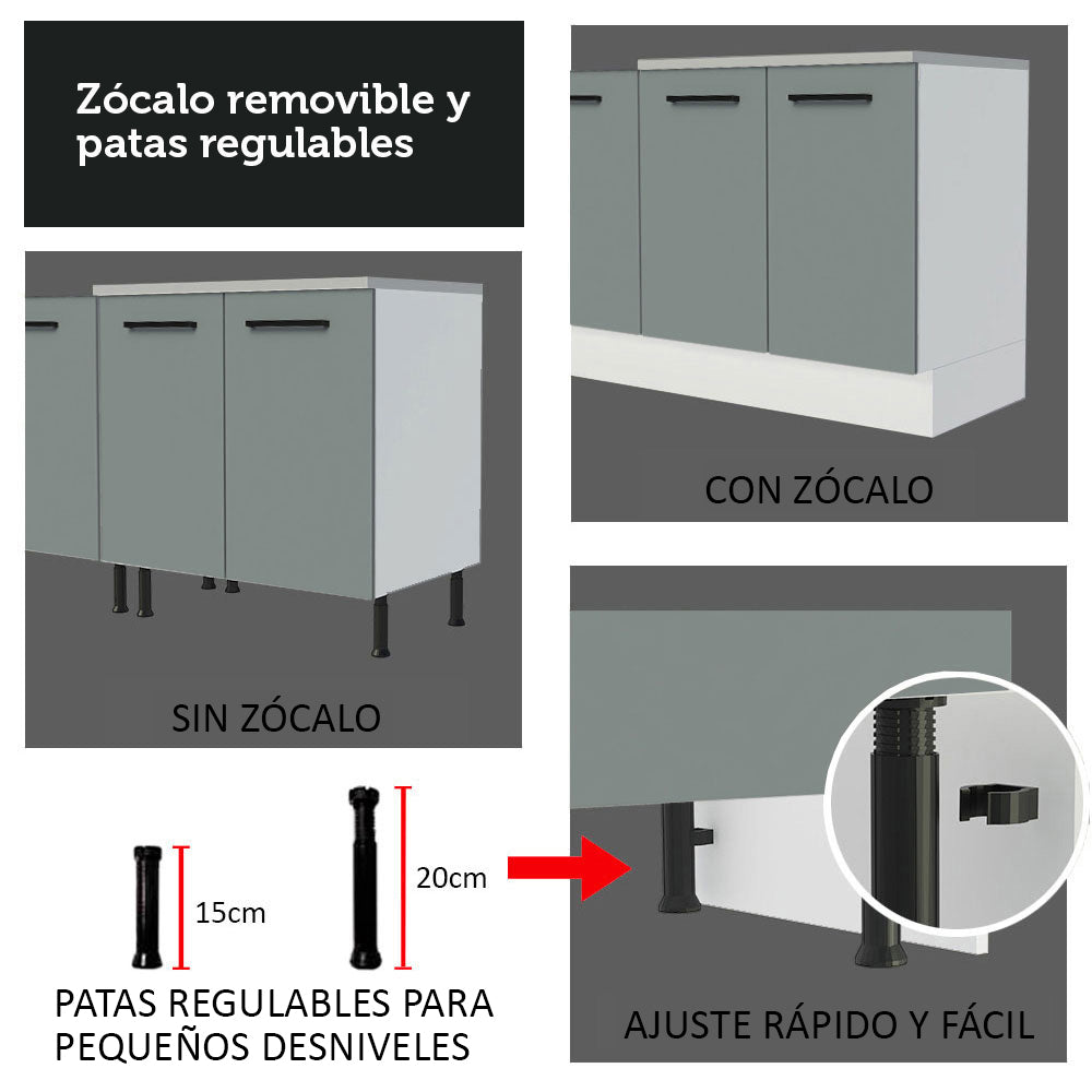 Cocina Integral 280cm Blanco/Gris Agata 04