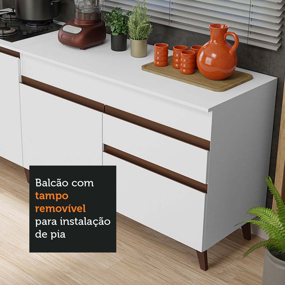 Kit con 2 Gabinetes de Cocina Reims 4 Puertas 1 Cajón (Con Encimera) Blanco