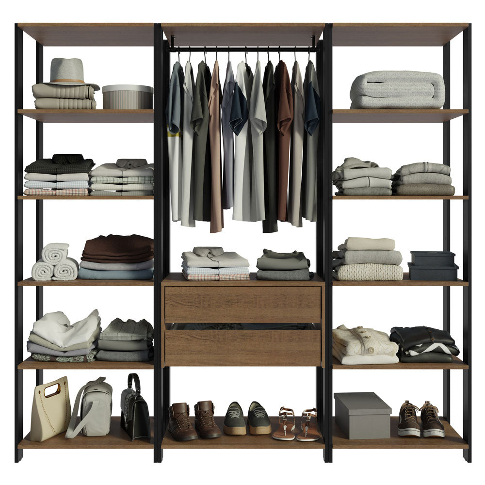 Clóset Modulado Valencia 2 Cajones 188cm Marrón/Negro 01