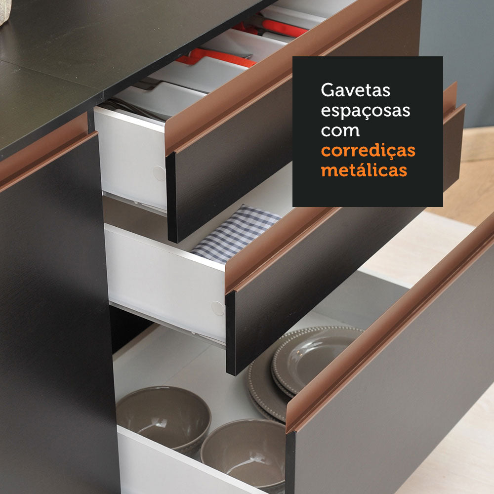 Cocina Integral Esquinera 462cm Reims Negro 02
