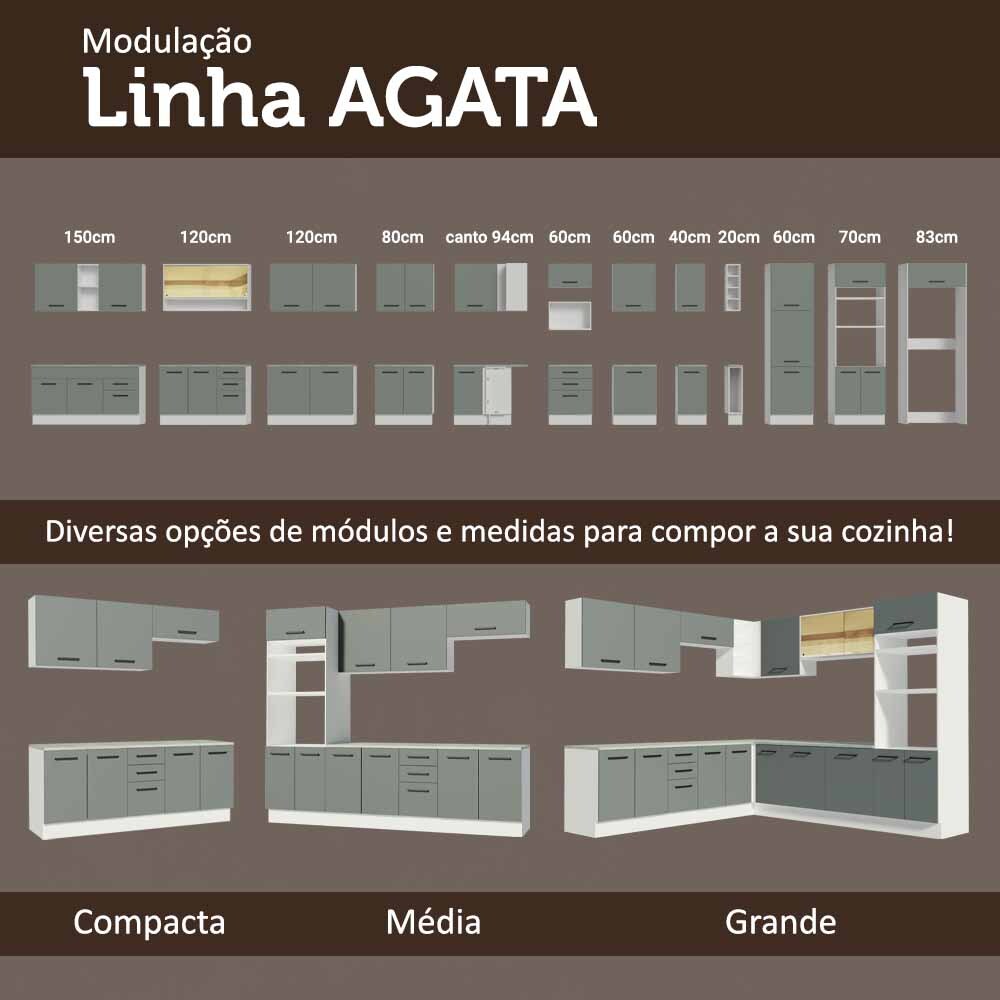 Gabinete Bajo para Tarja 150 cm 2 Puertas y 2 Cajones (Con Encimera) Agata Blanco/Gris