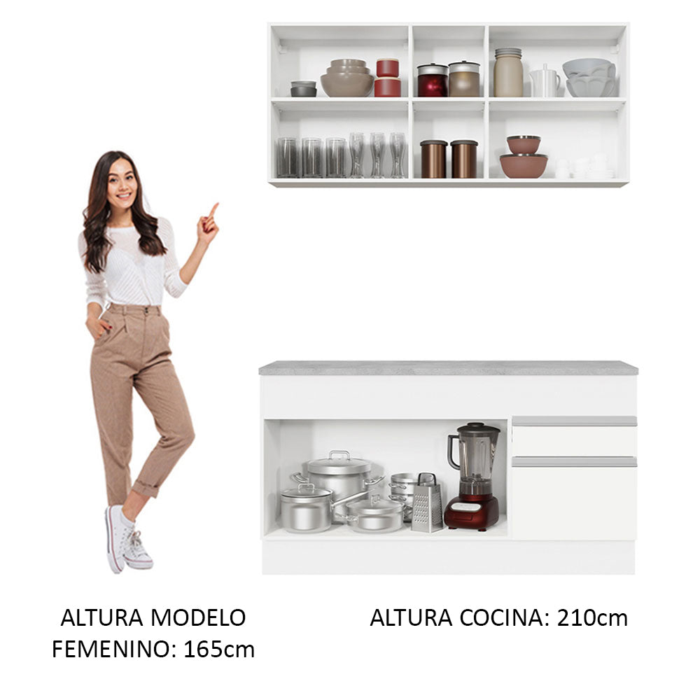 Cocina Compacta 150cm Blanco Glamy Madesa 01