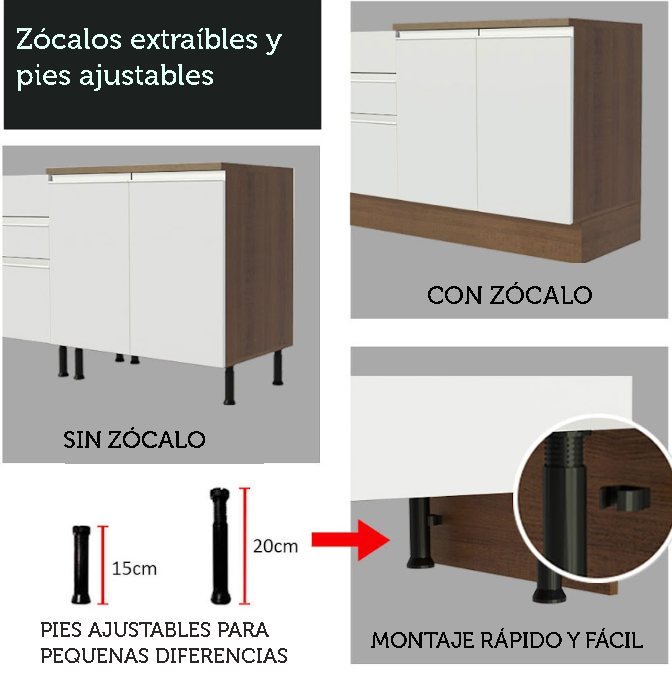 Mueble de Cocina Glamy - Mostrador de Esquina 1 Puerta