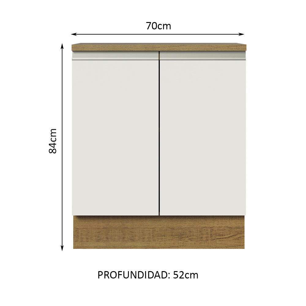Mueble de Cocina Madesa Glamy 70 cm 2 Puertas Marrón/Blanco