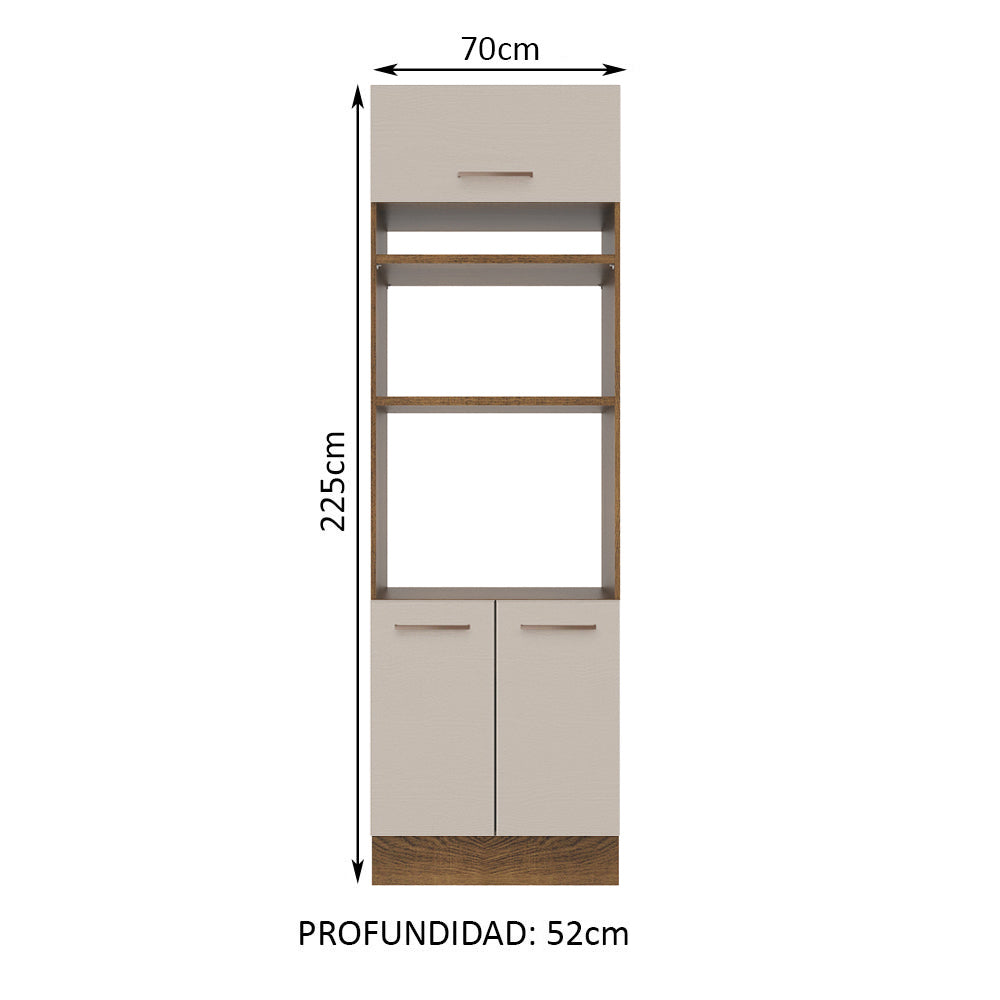 Mueble de Cocina para Horno 70 cm 3 Puertas Marrón/Crema Agata