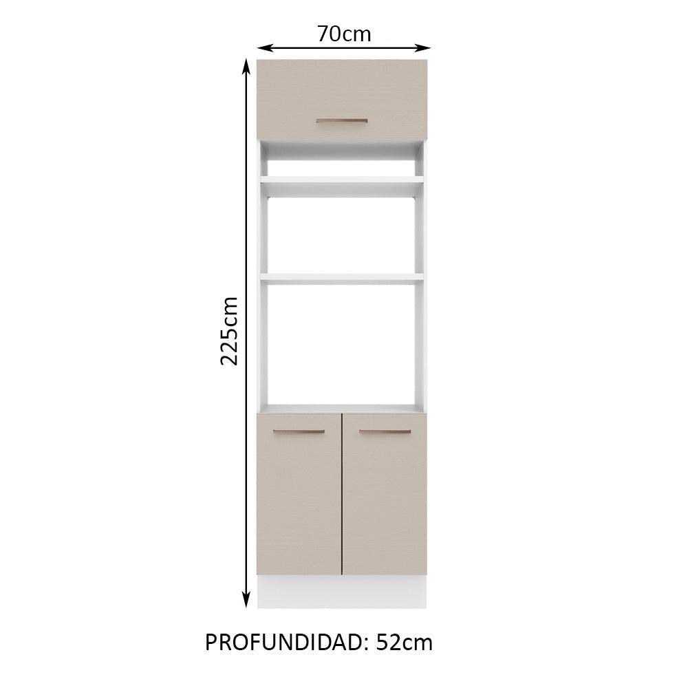 Mueble de Cocina para Horno 70 cm 3 Puertas Blanco/Crema Agata