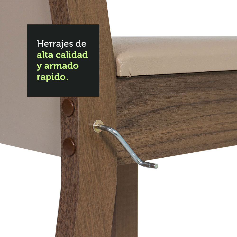 Juego de Comedor Mesa con Encimera de Vidrio y 4 Sillas Marrón/Beige Moscou Plus