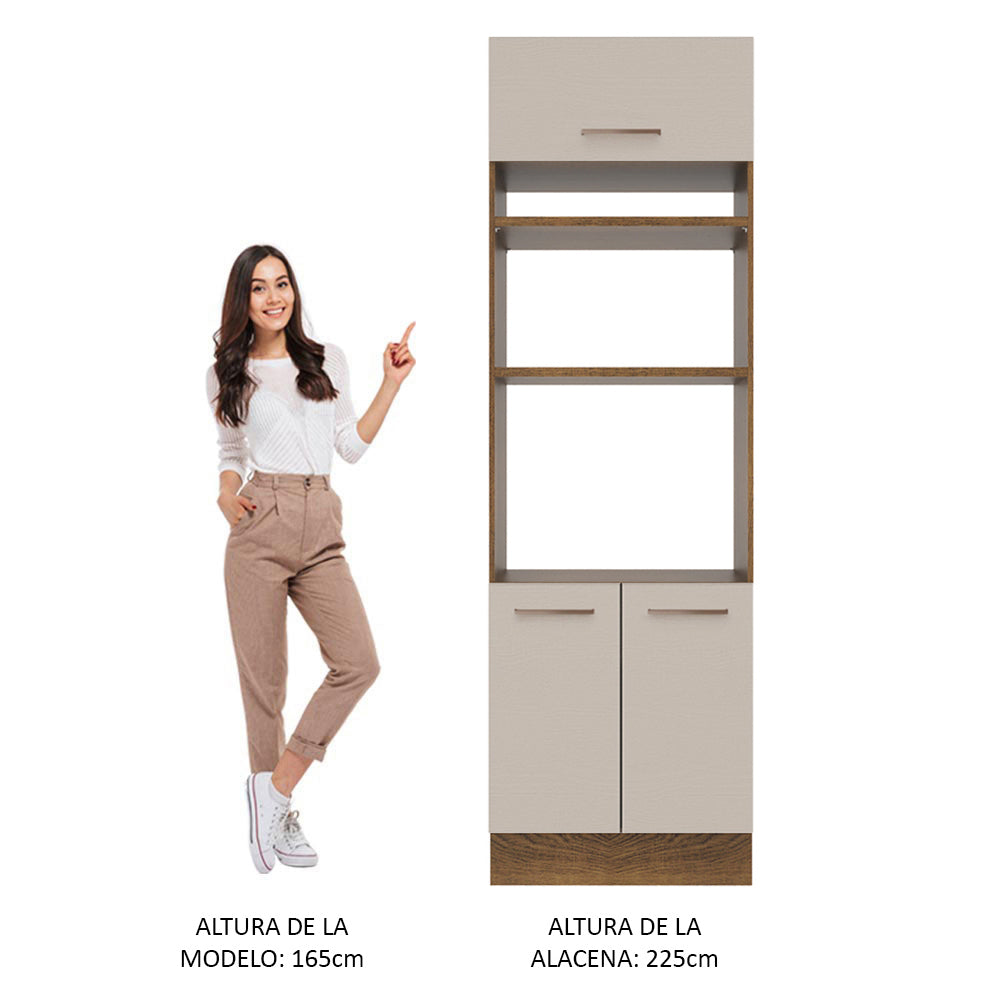 Mueble de Cocina para Horno 70 cm 3 Puertas Marrón/Crema Agata