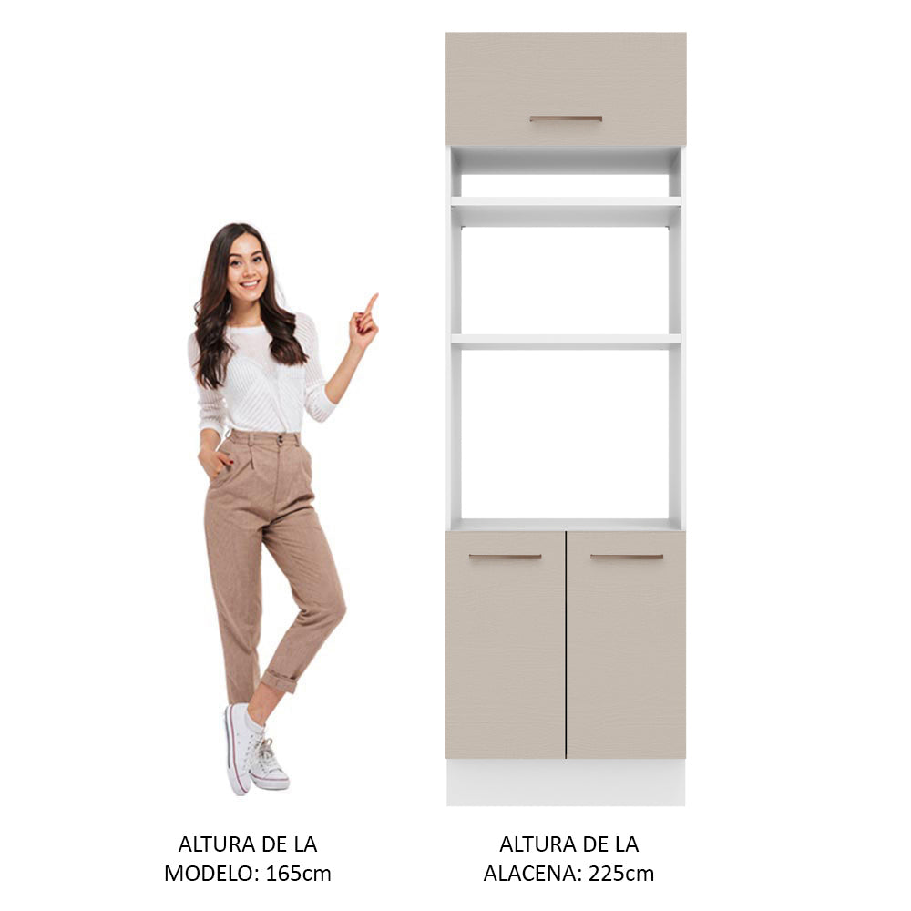 Mueble de Cocina para Horno 70 cm 3 Puertas Blanco/Crema Agata