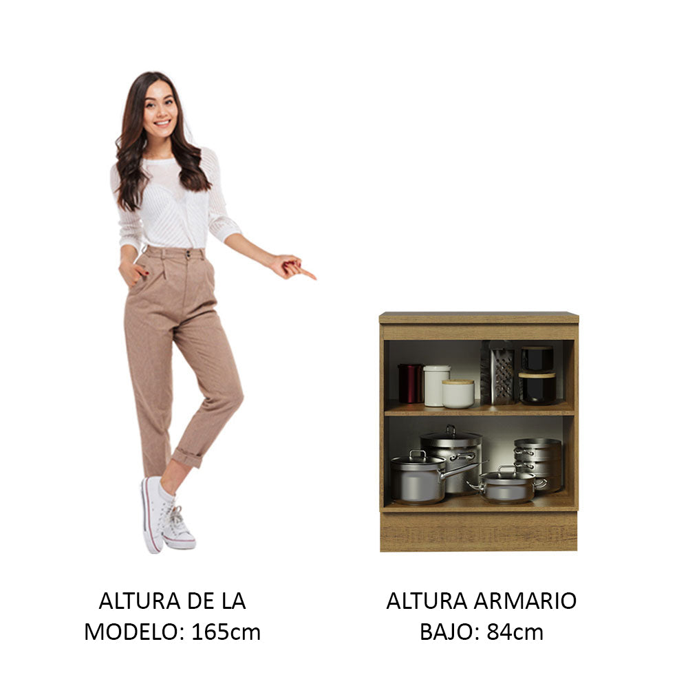 Mueble de Cocina Madesa Glamy 70 cm 2 Puertas Marrón/Blanco