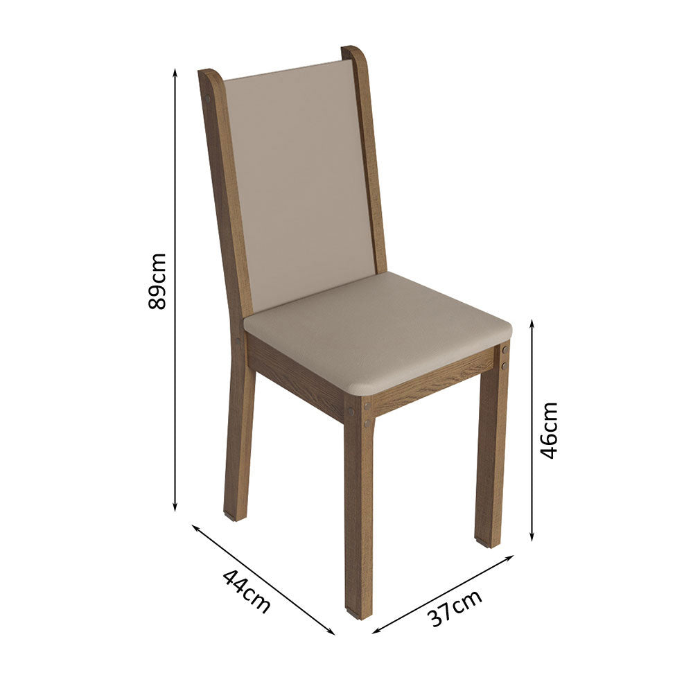 Juego de Comedor Mesa con Encimera de Vidrio 4 Sillas Marrón/Crema/Beige Tifani