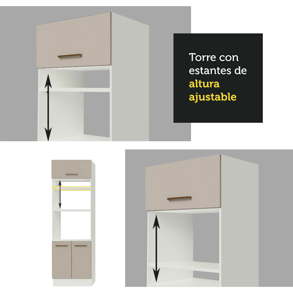 Mueble de Cocina para Horno 70 cm 3 Puertas Blanco/Crema Agata