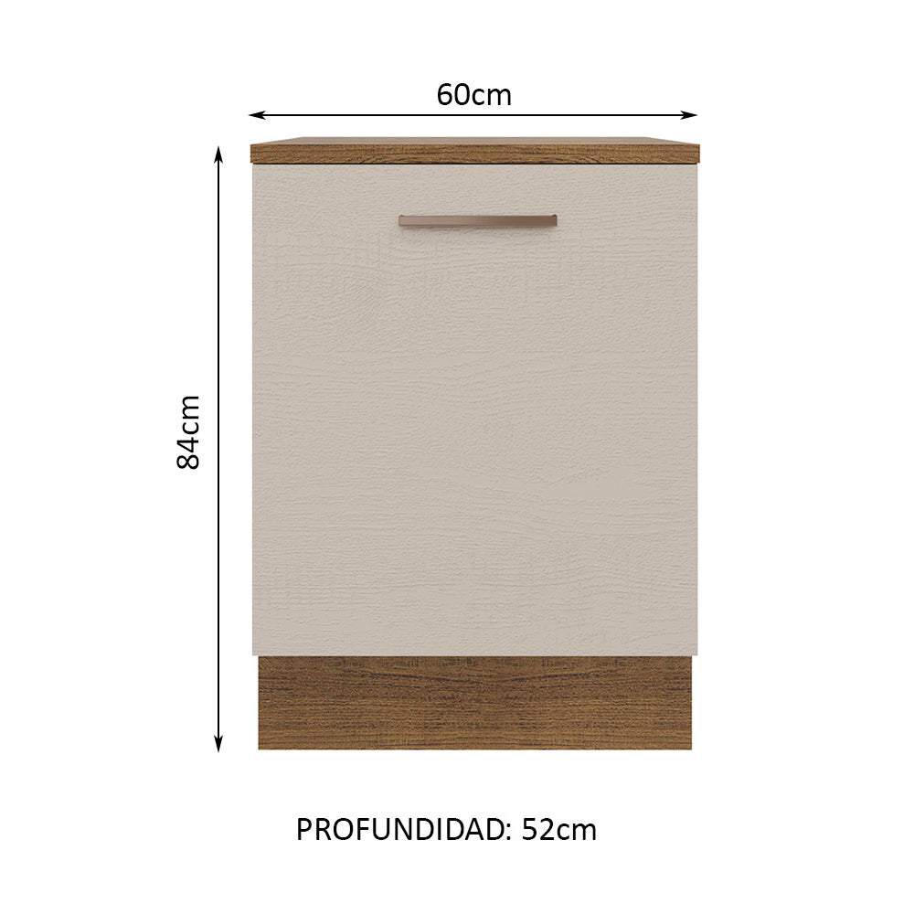 Gabinete Bajo Agata 60 cm 1 Puerta Marrón/Crema