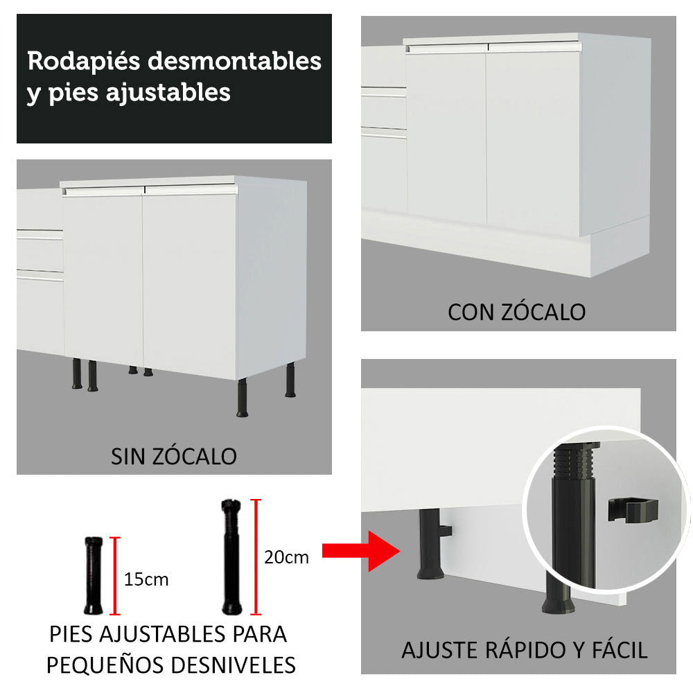 Cocina Integral Esquinera 269cm Blanco Glamy Madesa 01
