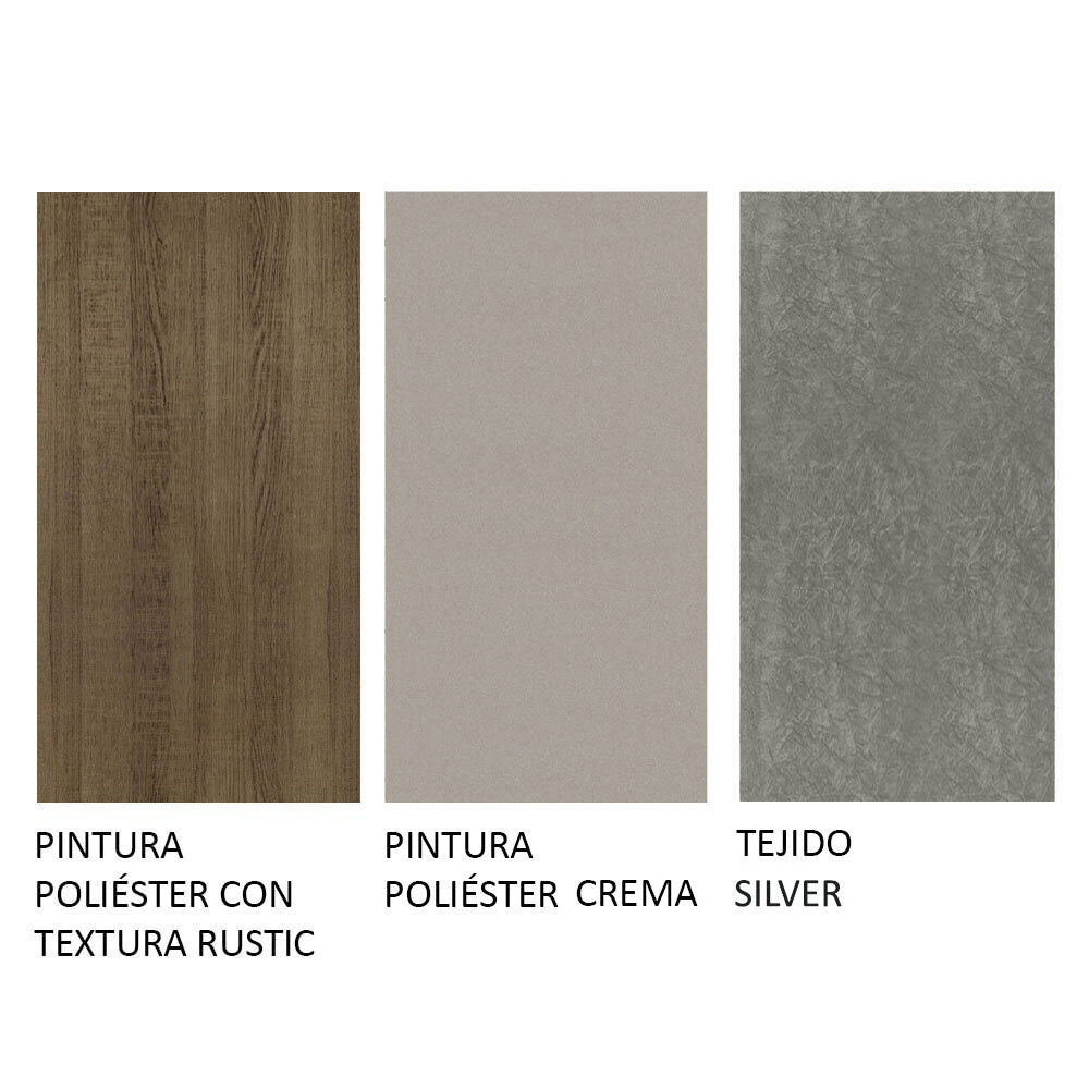 Juego de Comedor Mesa con Encimera de Madera 6 Sillas Marrón/Crema/Silver Britney