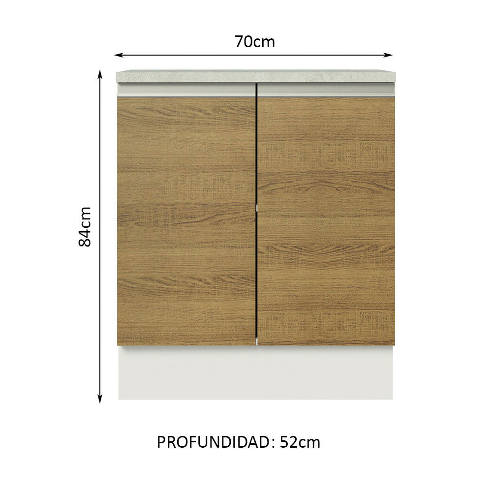 Mueble de Cocina Madesa Glamy 70 cm 2 Puertas Blanco/Marrón