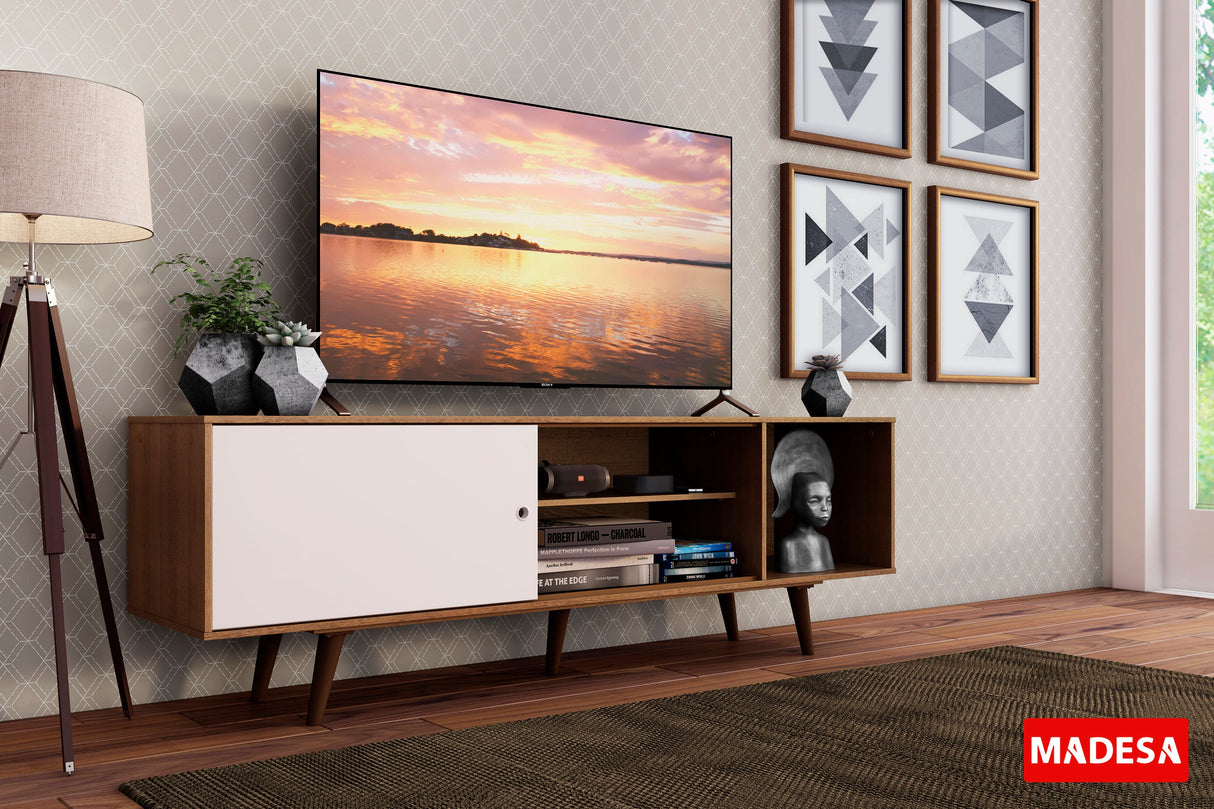 Mueble para TV Dubai hasta 65" con Patas Marrón/Blanco