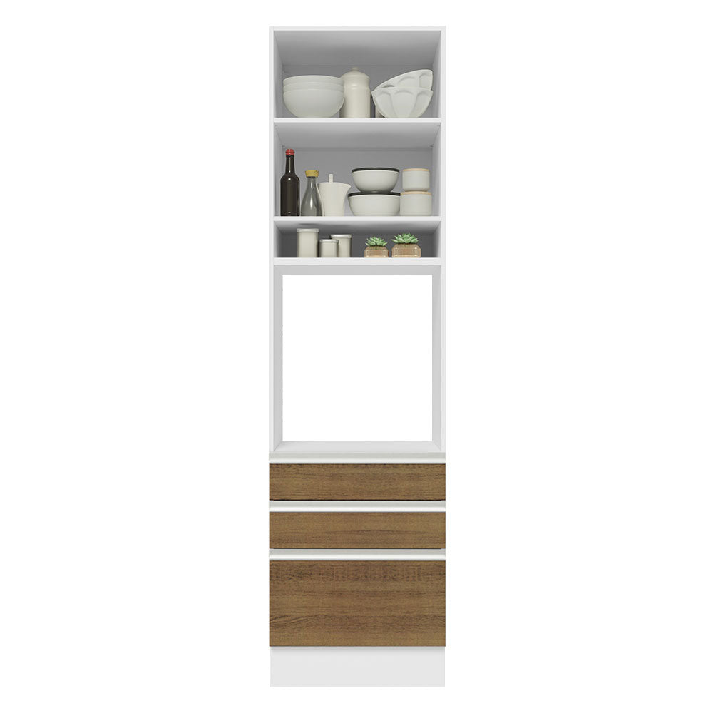 Mueble de Cocina para Horno Madesa Glamy 60 cm 1 Puerta y 3 Cajones Blanco/Marrón