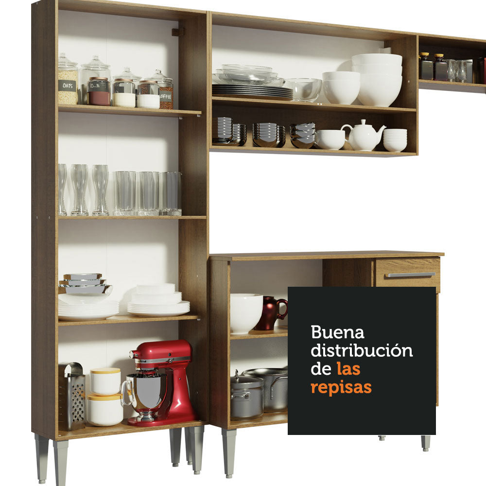 Cocina Integral 201cm Marrón Emilly West Madesa 03
