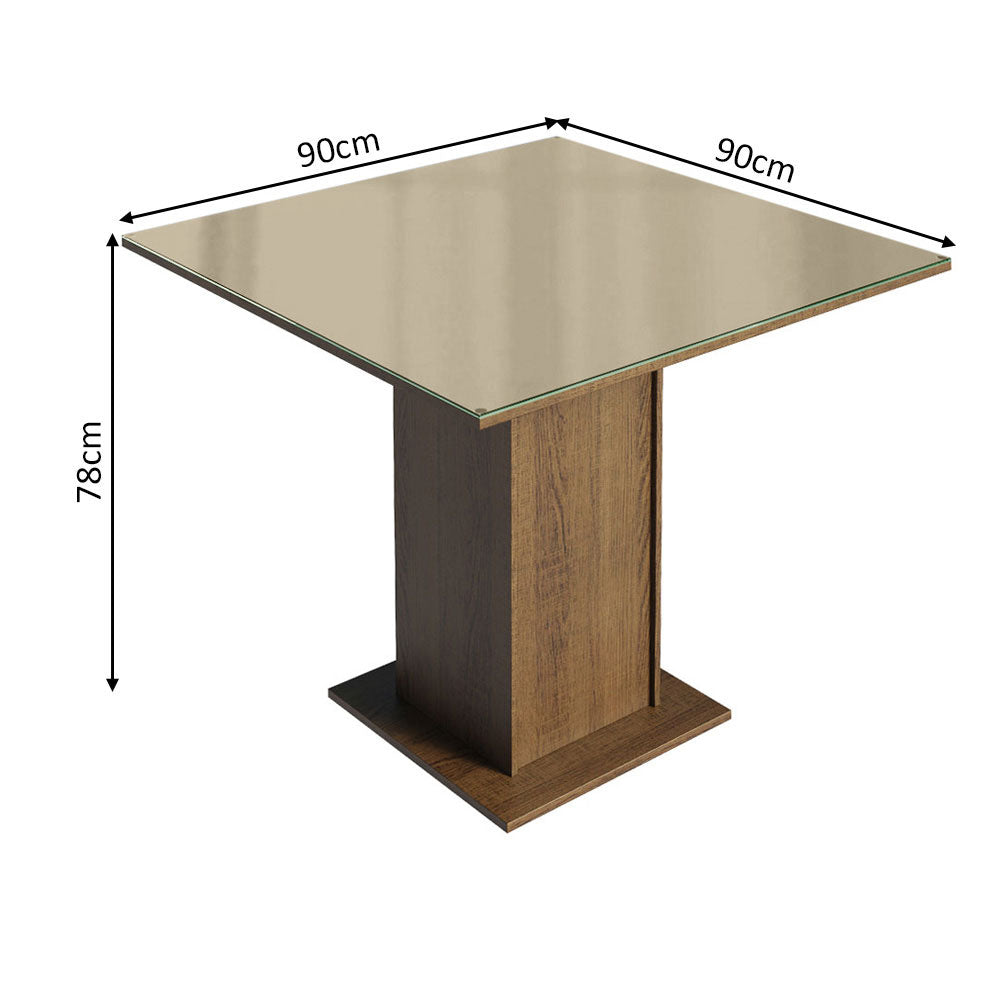 Juego de Comedor Mesa con Encimera de Vidrio 4 Sillas Marrón/Crema/Beige Tifani
