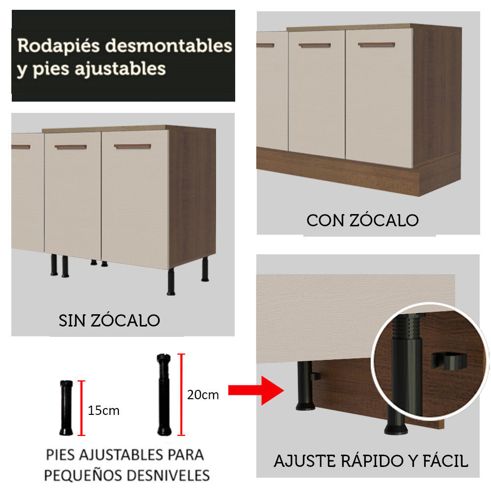Gabinete Bajo 70 cm 2 Puertas Marrón/Crema Agata