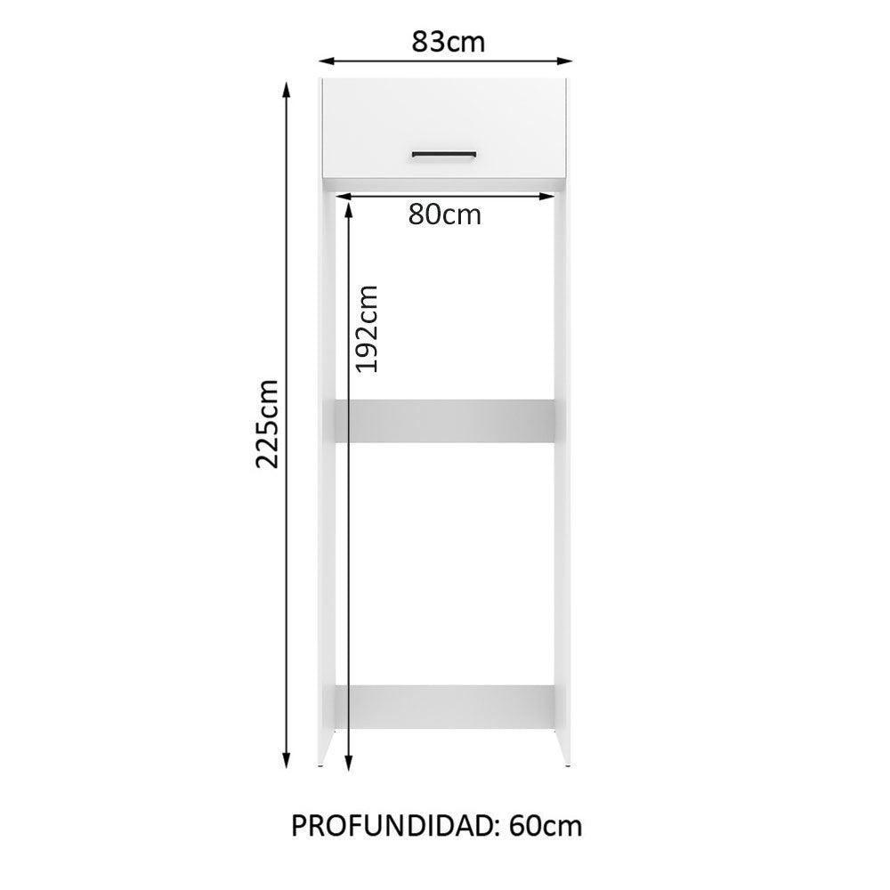 Mueble de Cocina para Refrigerador 1 Puerta Abatible Blanco Agata