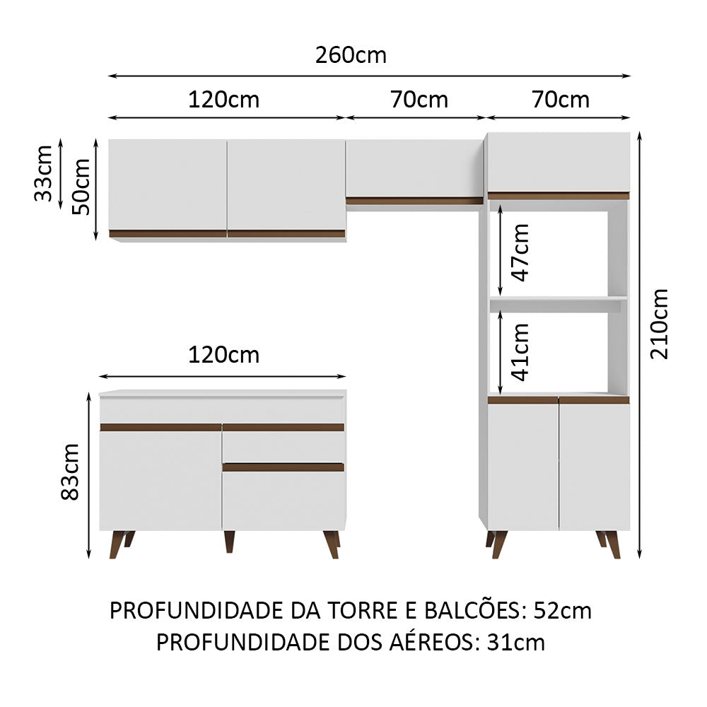 Cocina Integral 260 cm Blanco Reims 09