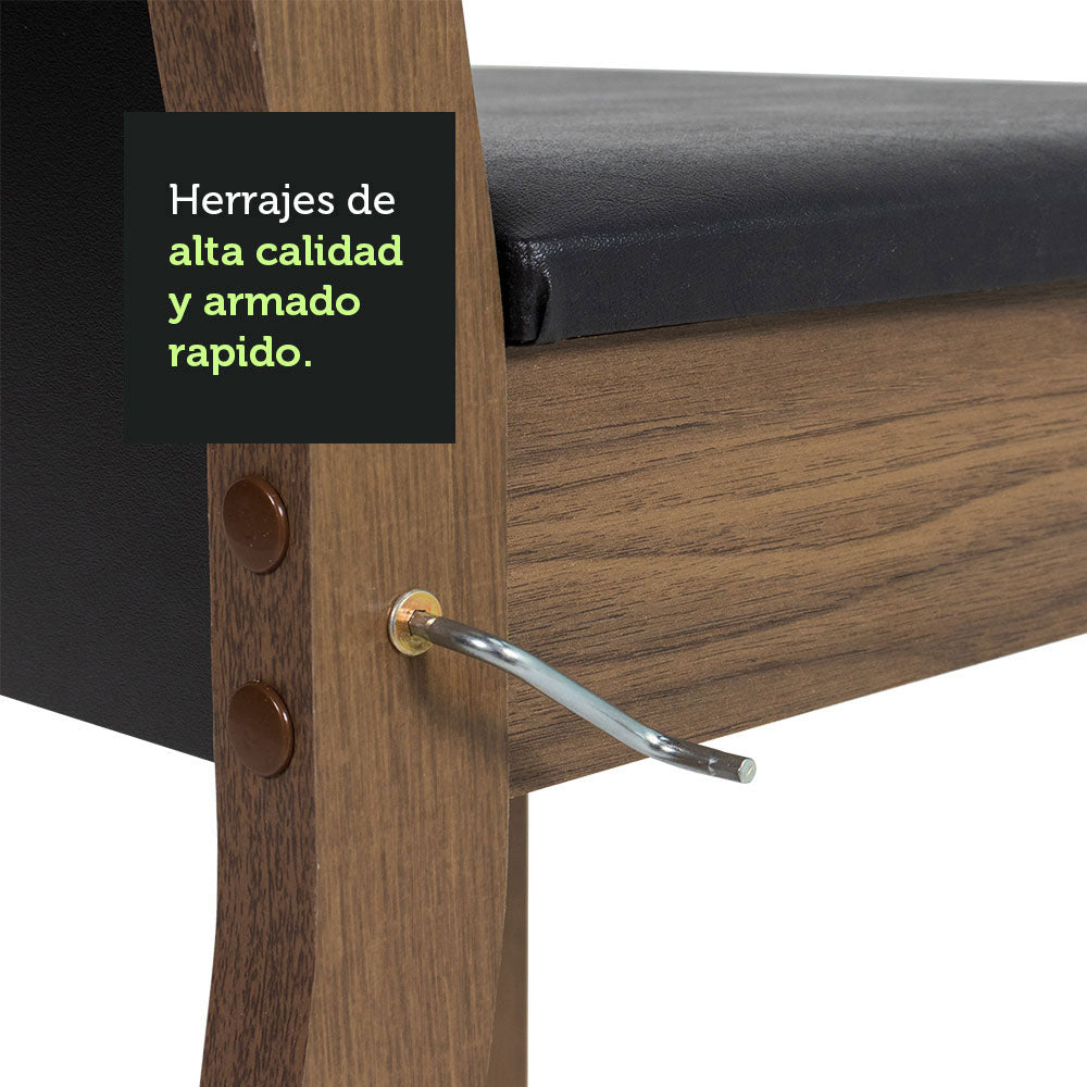 Juego de Comedor Mesa con Tablero de Vidrio 4 Sillas Negro/Marrón Greta Madesa