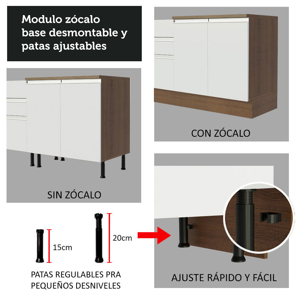 Cocina Integral con Lavadero 180cm Glamy 13 Marrón/Blanco