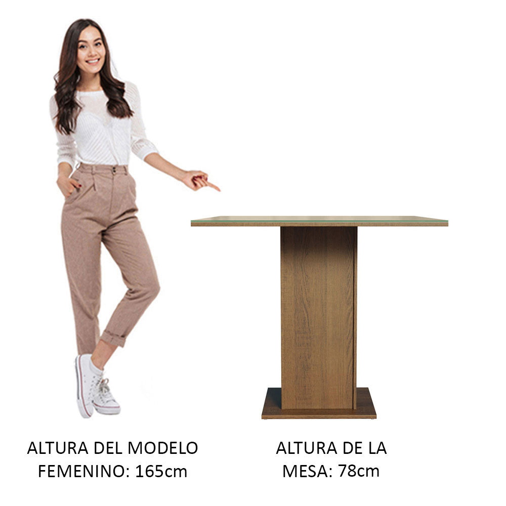 Juego de Comedor Mesa con Encimera de Vidrio y 4 Sillas Marrón/Beige Moscou Plus