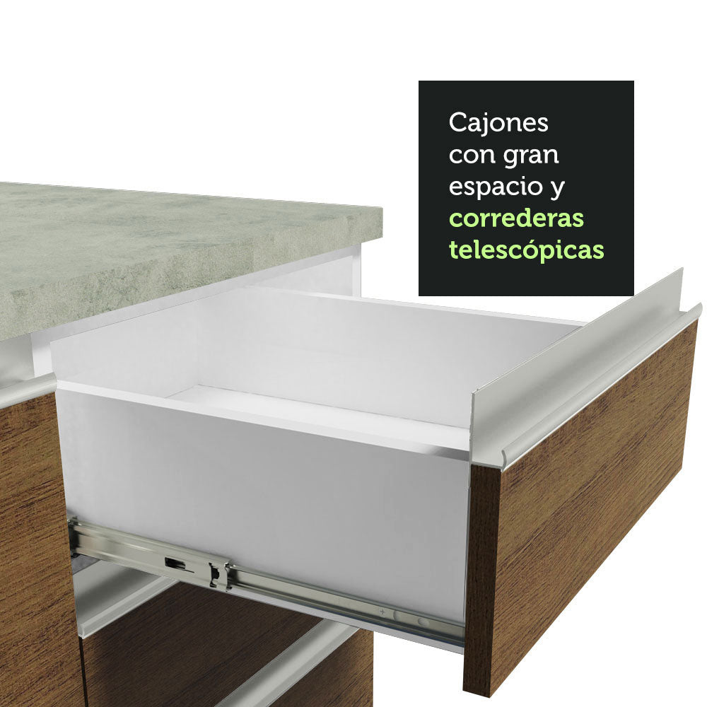 Cocina Integral Esquinera 349cm Blanco/Marrón Glamy Madesa 07