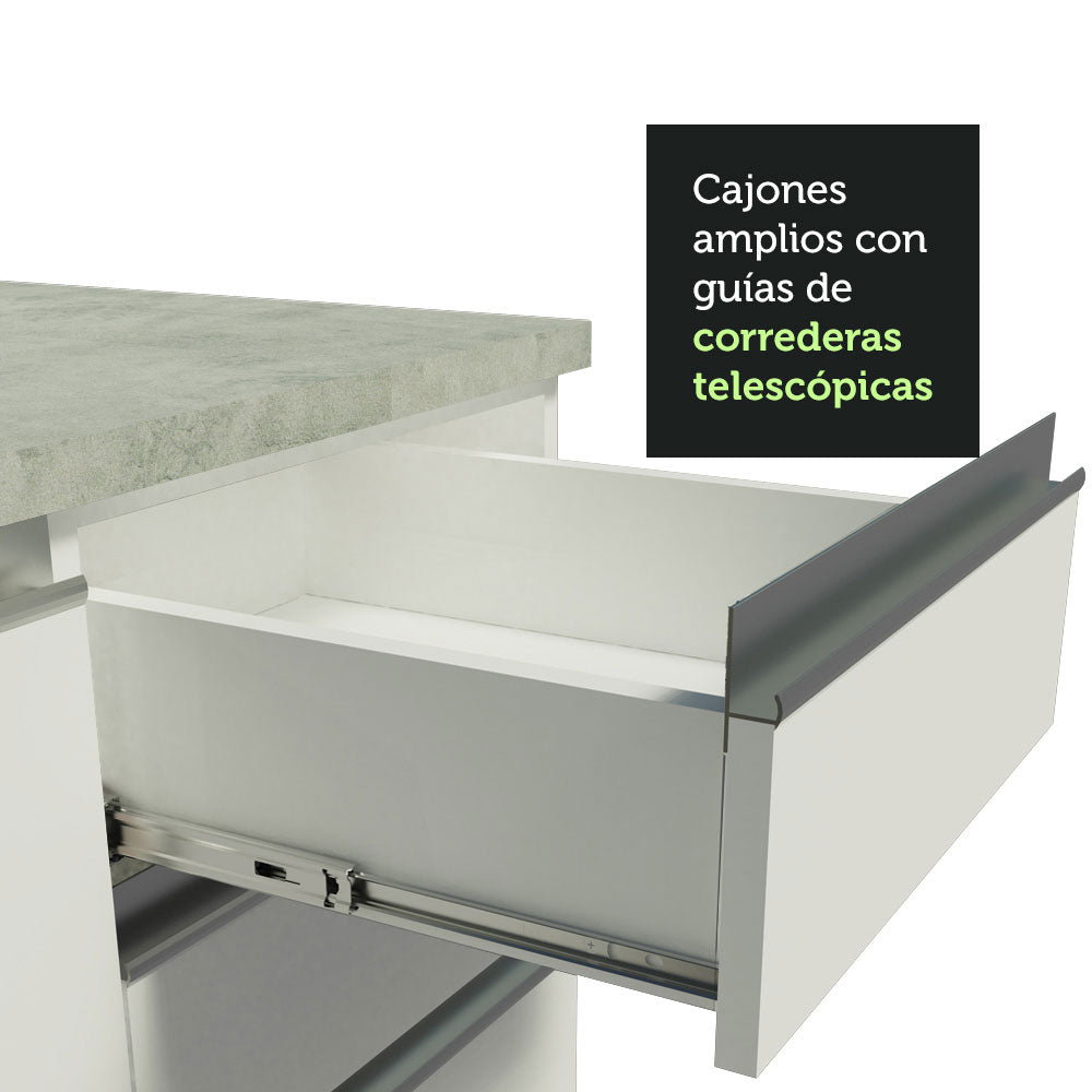 Kit con 2 Muebles de Cocina 4 Puertas y 3 Cajones (Sin Tablero Ni Fregadero) Blanco Glamy Madesa 06