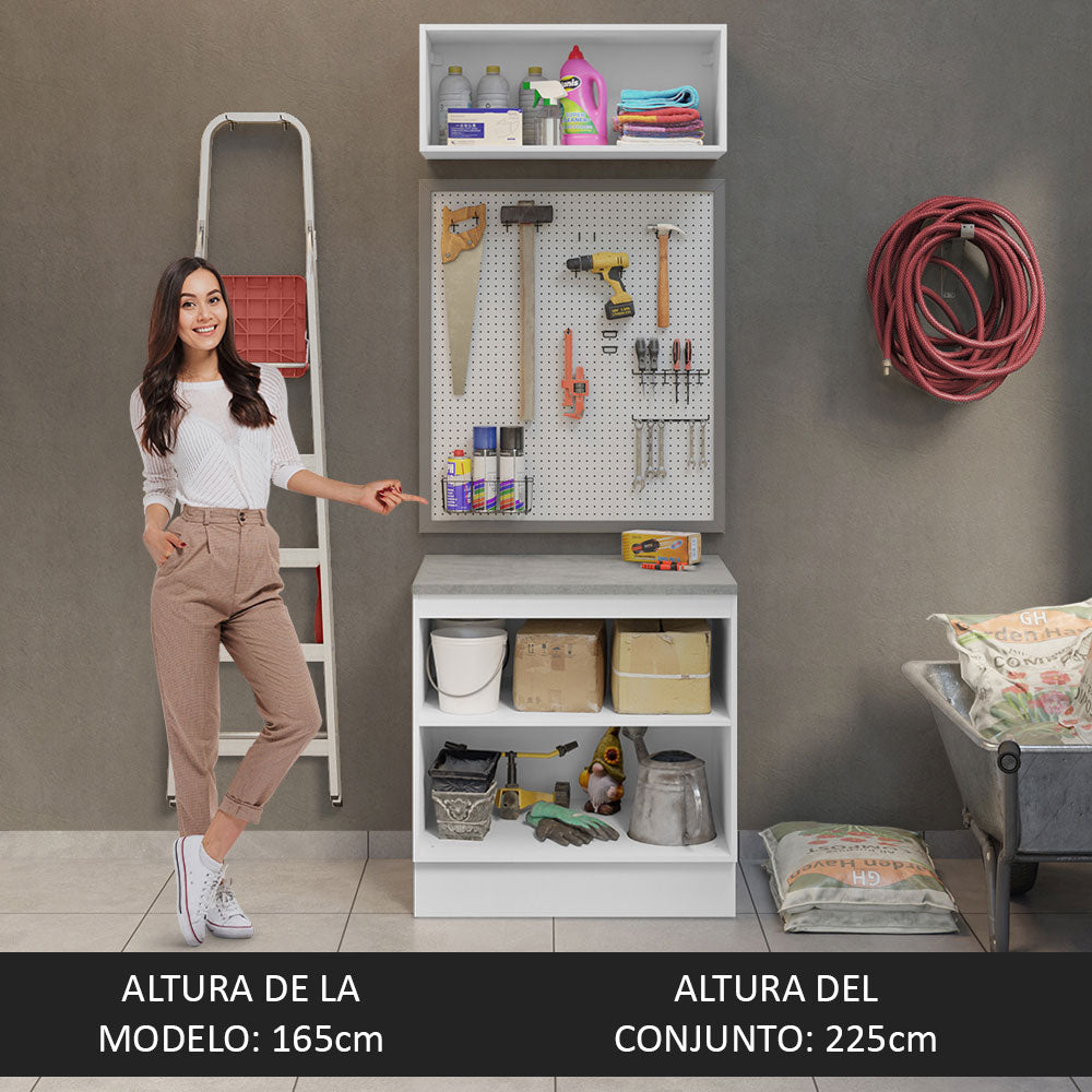 Mueble Integral Multiuso Garaje 80cm Blanco/Crema