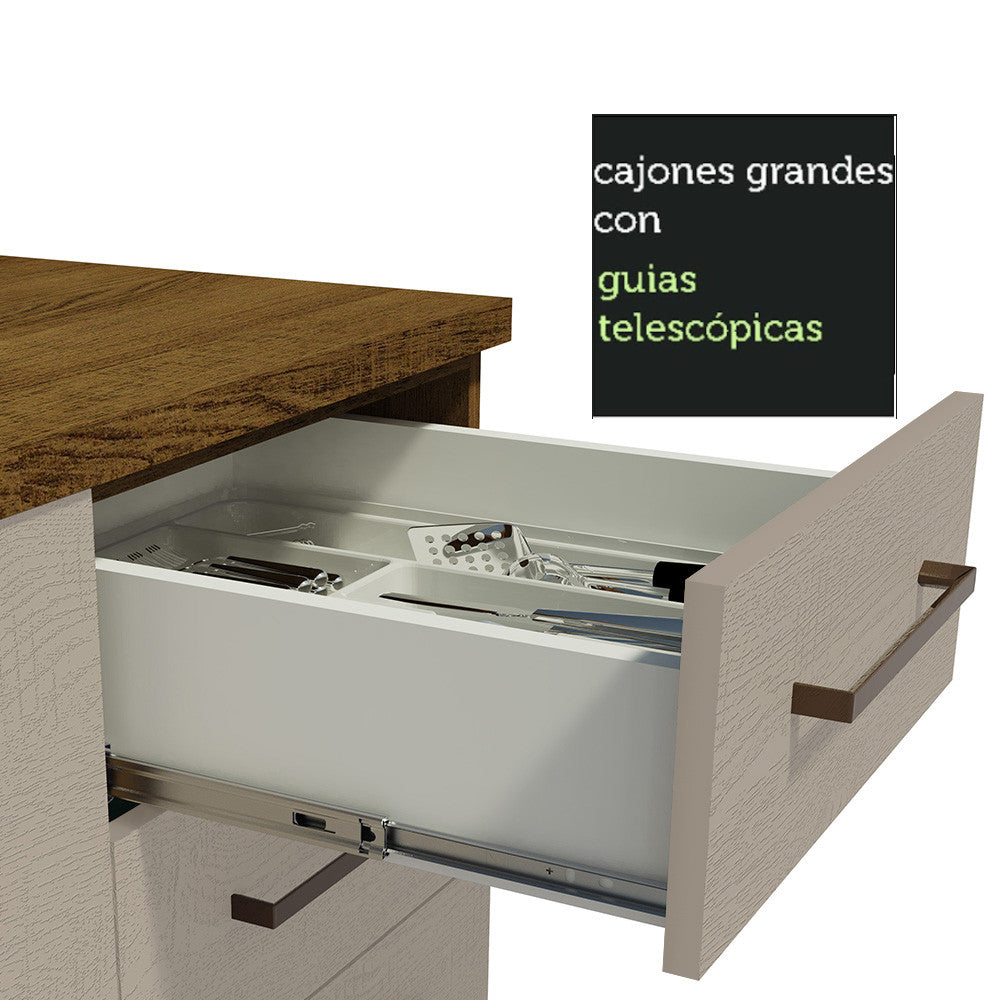 Mueble de Cocina 60 cm 3 Cajones Marrón/Crema Agata Madesa