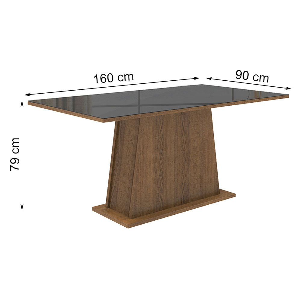 Mesa de Comedor Rectangular Encimera de Vidrio Marrón/Negro 5364 02