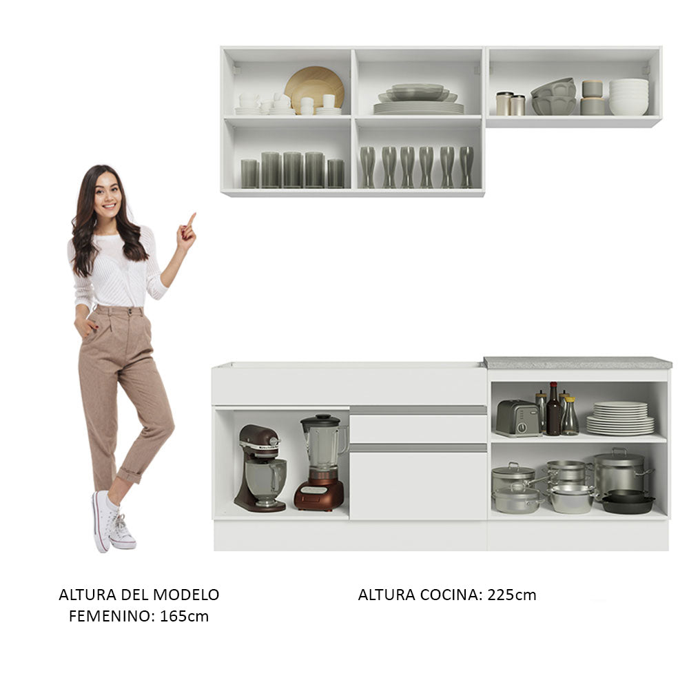 Cocina Integral 200cm Blanco Glamy Madesa 07