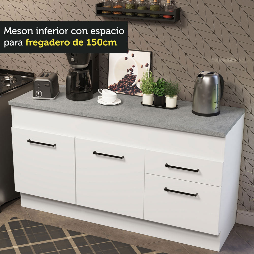 Mueble Inferior de Cocina Madesa Agata 150cm (Con Encimera)