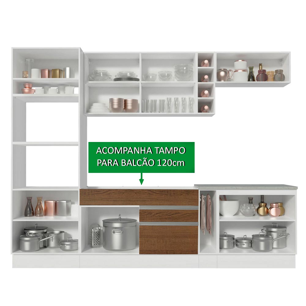 Cocina Integral 290 cm Blanco/Marrón/Blanco Vicenza 12