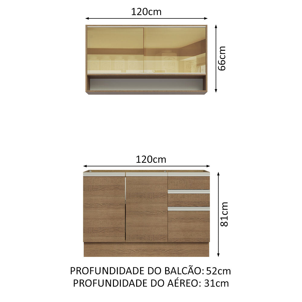 Cocina Compacta 120cm sin Mesón de Acero Marrón Glamy Madesa 02