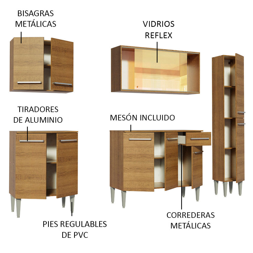 Cocina Integral 201cm Marrón Emilly West Madesa 03