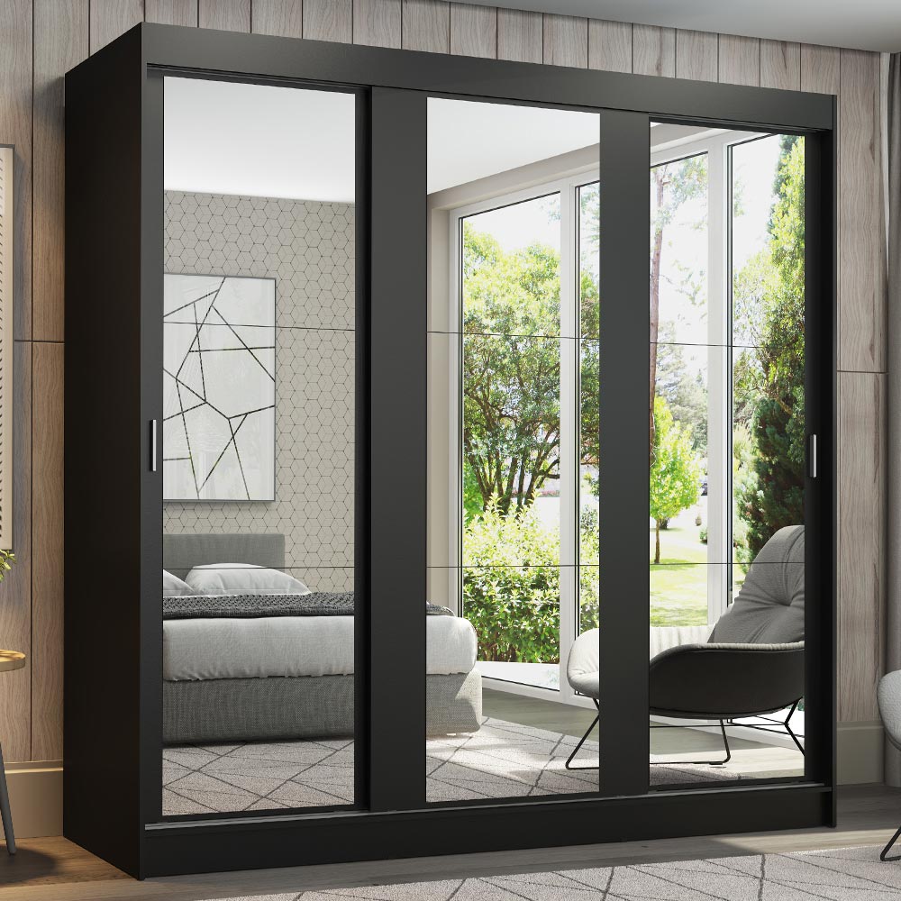 Clóset Matrimonial Reno 3 Puertas Correderas con Espejo Negro