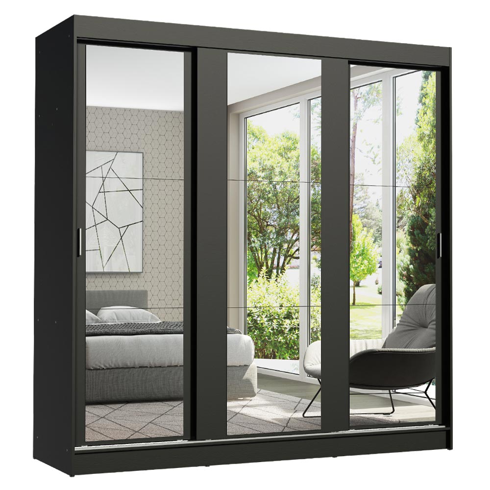 Clóset Matrimonial Reno 3 Puertas Correderas con Espejo Negro