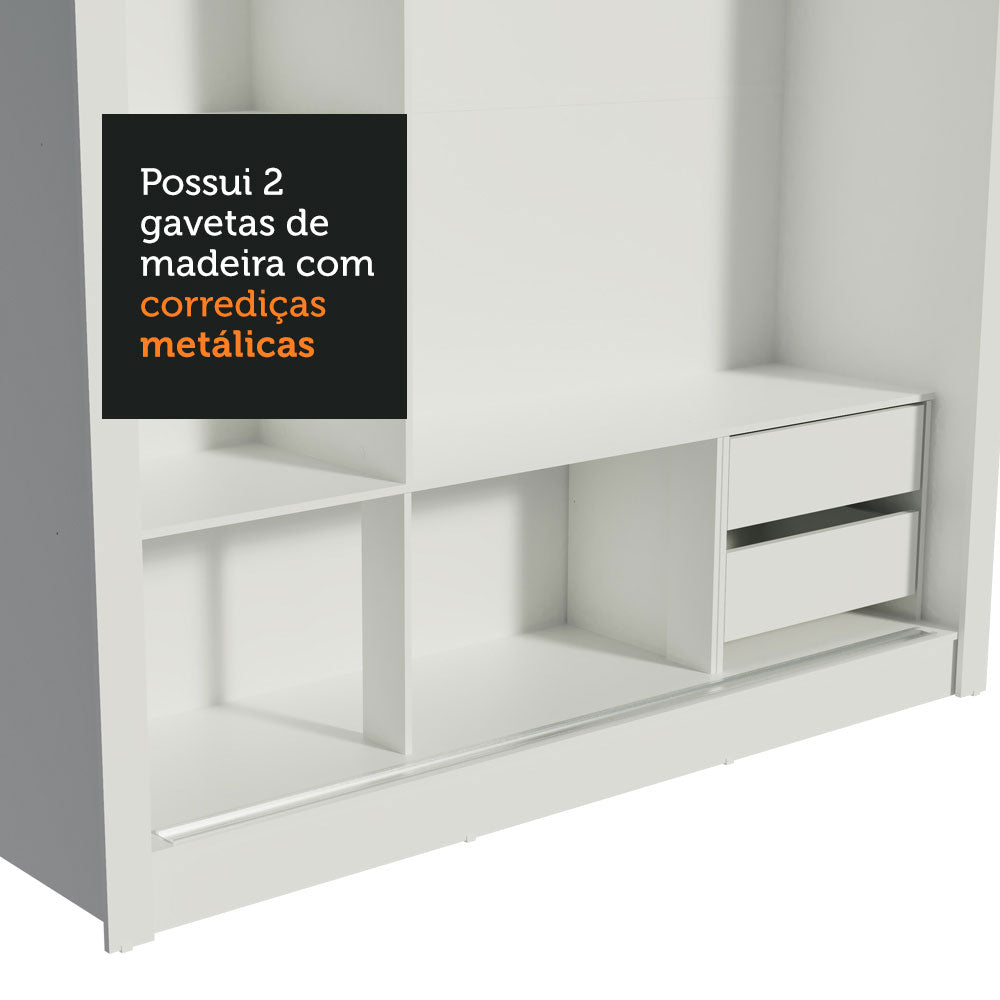 Clóset Matrimonial Lyon 3 Puertas Correderas 2 Cajones Blanco