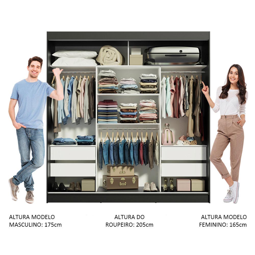 Clóset Matrimonial Reno 3 Puertas Correderas con Espejo Negro