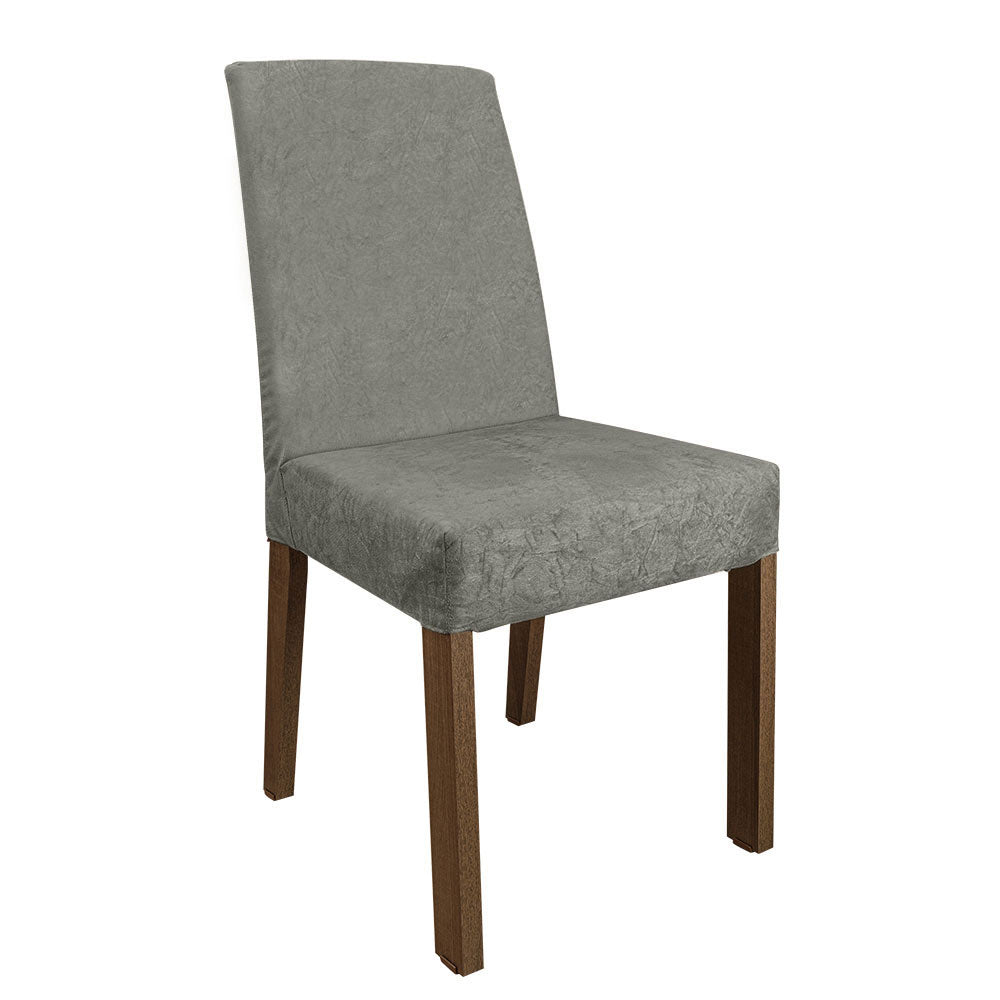 Juego de Comedor Mesa con Encimera de Madera y 4 Sillas Marrón/Silver Keila